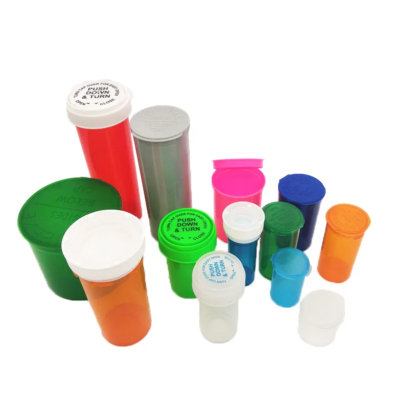 13dr 16dr 20dr 30dr 40dr 60dr Child Resistant Medicine Tube Containers Smell Proof Plastic Vial Bottle with reversible cap
