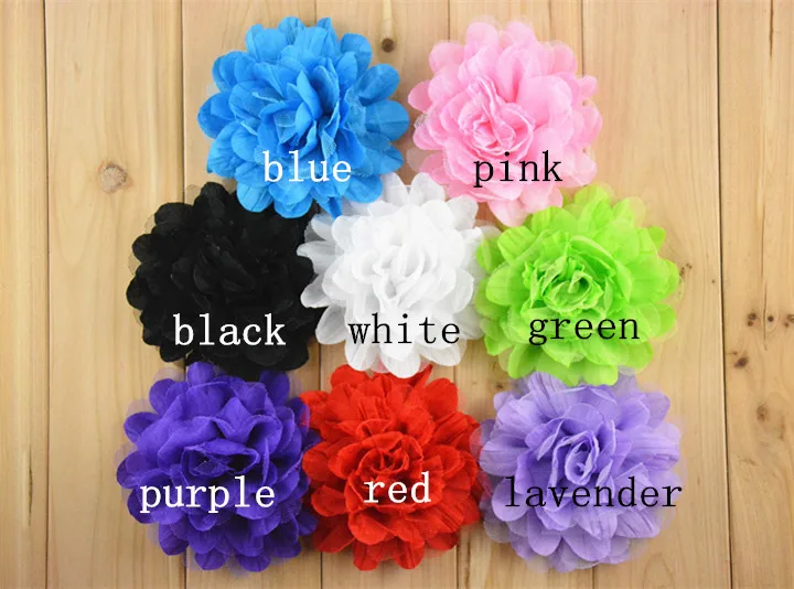 Детская плиссированная шифоновая сетчатая повязка на голову с цветочным принтом, 5 дюймов