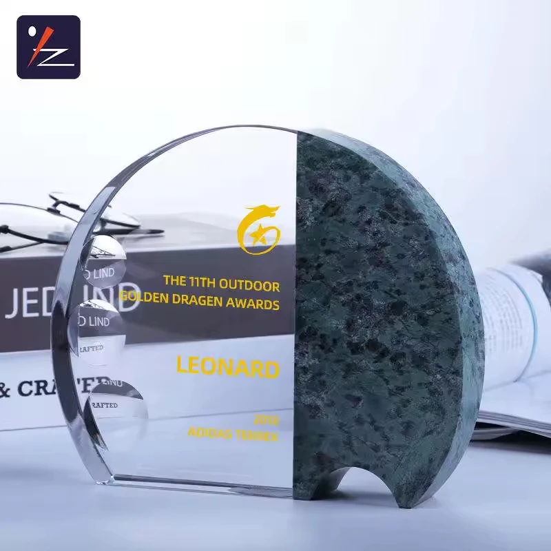 Crystal sector shape award k9 crystal marble plaque trophy for business souvenir gifts