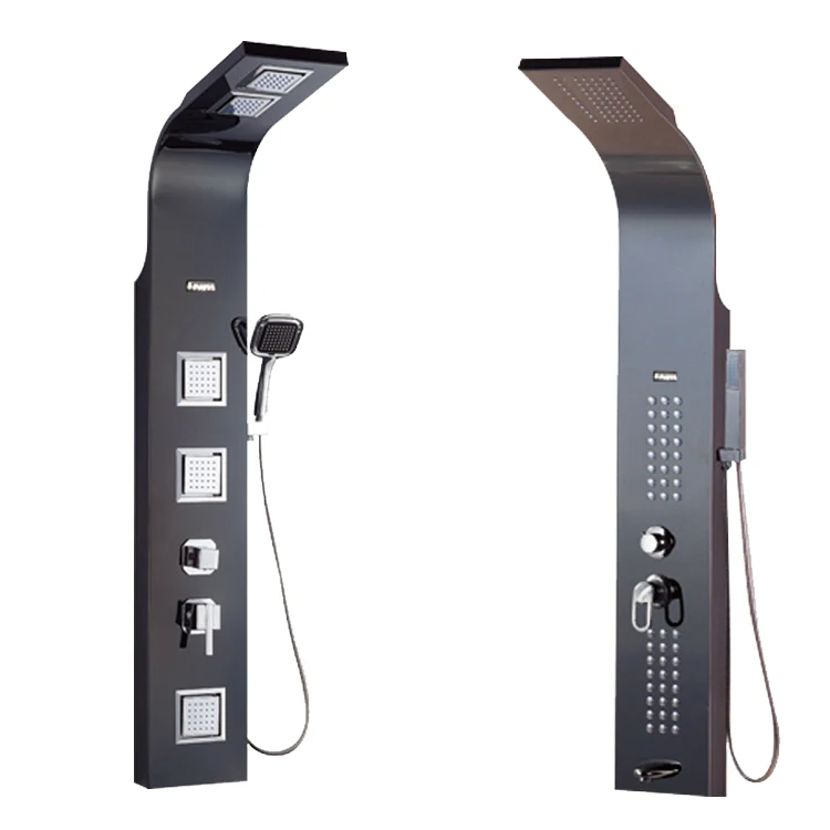 Роскошный настенный серый Многофункциональный постоянный температурный водопад душевая панель для гостиничных ванных комнат