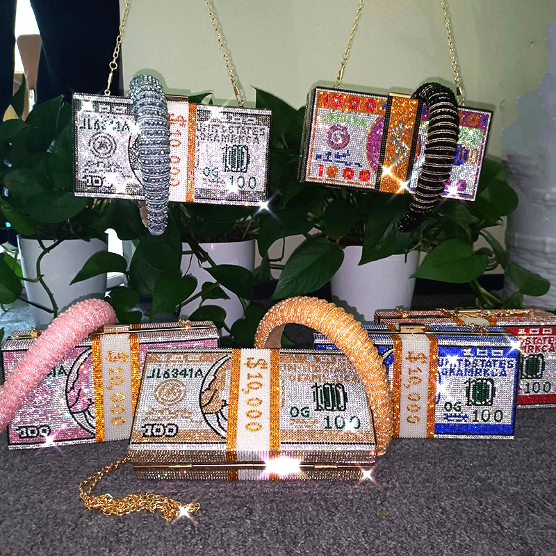 Новая Роскошная вечерняя сумка с бриллиантами, клатч для вечеринки, клатчи, сумки для свадебного ужина, кошельки и сумочки, кошелек 100 купюр, долларов, сумки