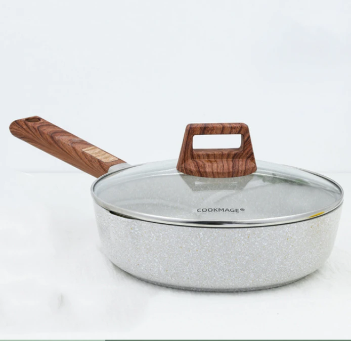 11 Inch Nonstick Deep Frying Pan with Lid 9.5 Inch Non Stick Saute Pan Granite Coating Fry Pan
