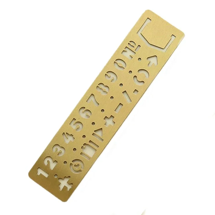 Metal Laser Cutwork Designs Custom Straight Ruler Metal Hollow Number Letter Pattern Bookmark