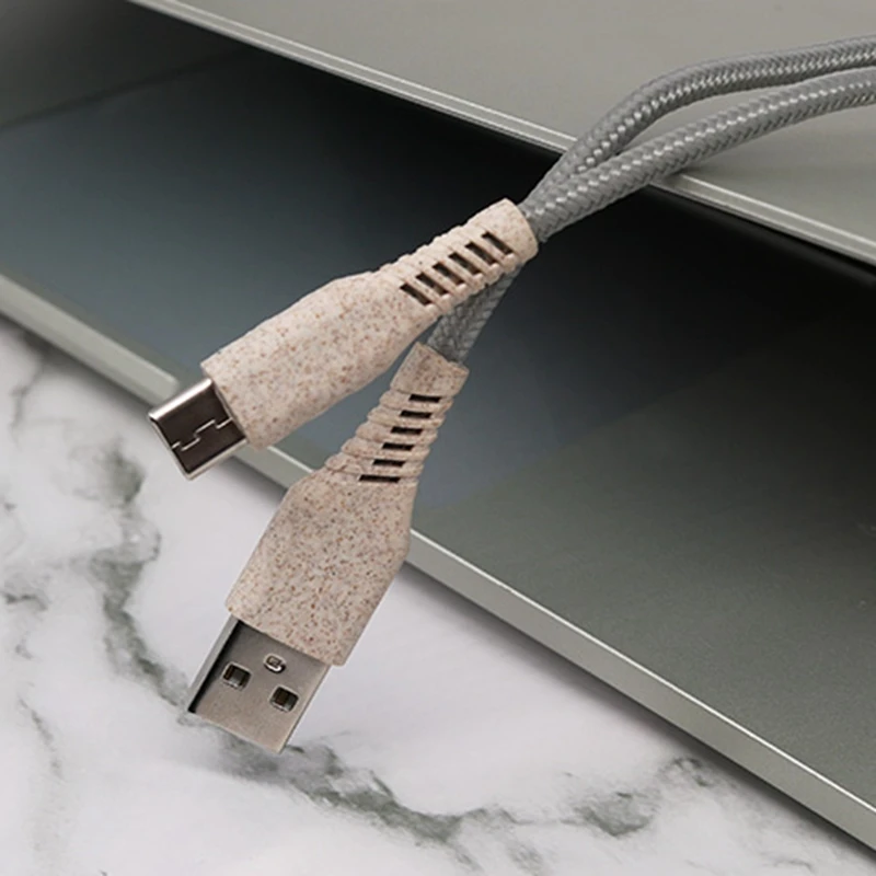 
Eco-friendly materials Wheat Straw Biodegradable USB Cable for Mobile Phone Charger 