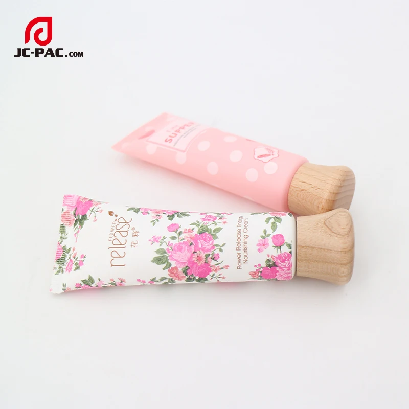 
Clear Plastic Skin Care Packaging Manufacturer Tube With Wooden Grain Screw Lid 60ml 80ml 100ml 