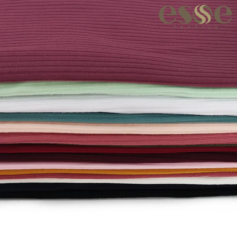 CHEAP DTY 4X2 RIB 2-SIDE BRUSH TELAS SOLID PLAIN DYED FABRIC FOR SWEATER TELA ELASTANE SPANDEX