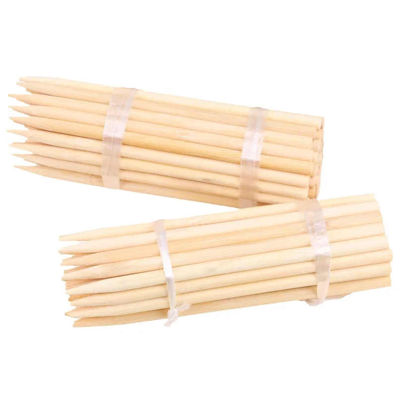 100PCS 7 Inch Study Bamboo Skewers 5mm Thick Natural Semi Point Bamboo Sticks BBQ Caramel Candy Apple Sticks for Corn Dog
