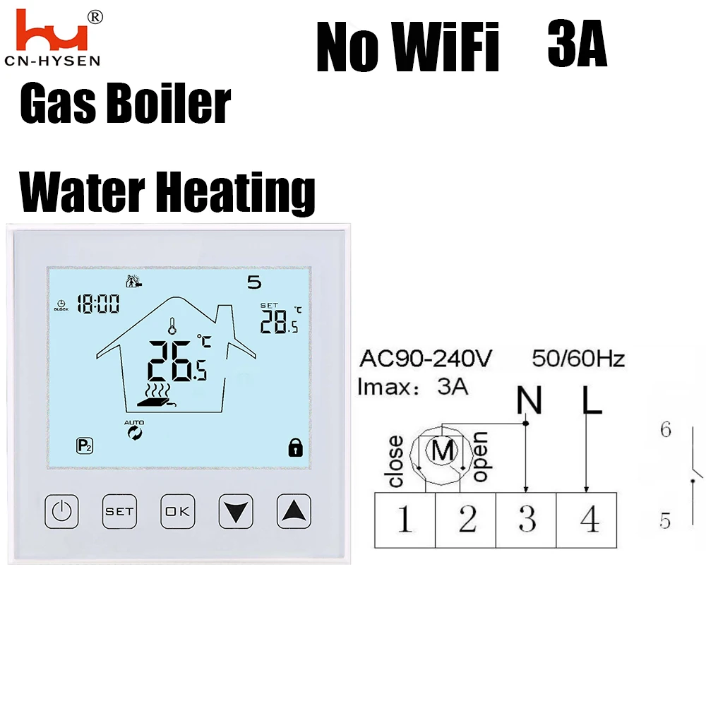 
Hysen Touch Screen Weekly Program Digital Thermostat for Electric Underfloor Heating 16A or Water Floor Heating 3A 