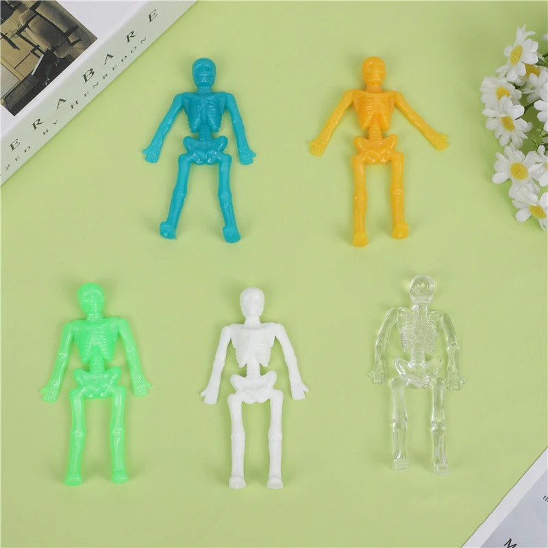 2024 Wholesale Halloween Stretchy Skull Toys Colorful Tpr Skeleton Stress Relief Stretchy Sticky Stretchy Toys For Party
