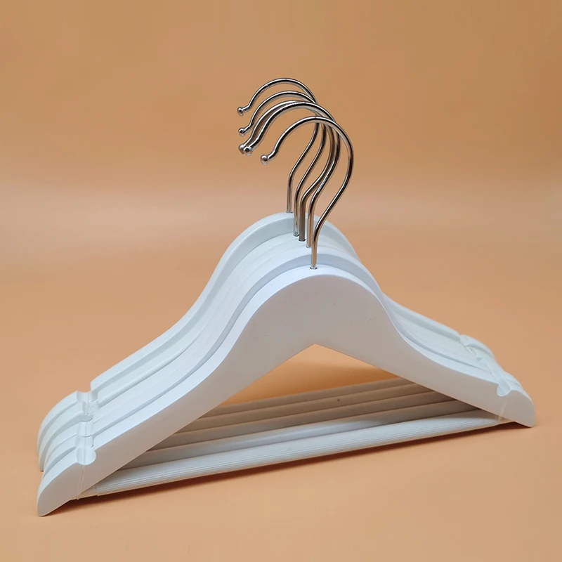 Wholesale Cheap Non Slip children kids  white wooden baby hangers for Cloth