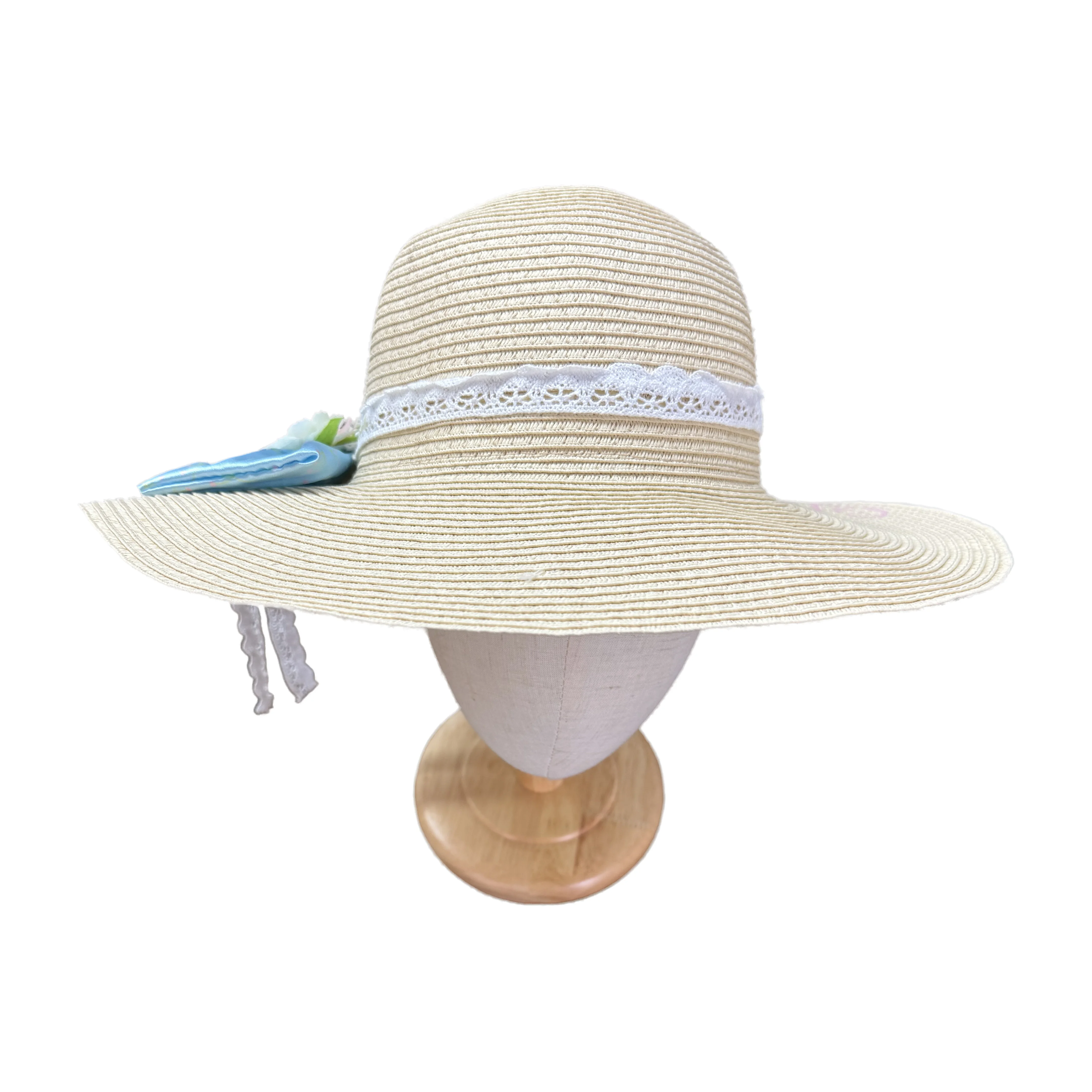 Wholesale Unisex Bow Lace Summer Daily Casual Straw Hat for Beach Party Travel Fishing Made from Natural Grass and Paper