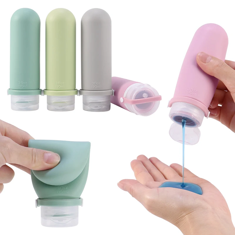 Leak-proof and Adorable TSA-approved Travel Squeeze Toiletly Bottles Reusable Lightweight Silicone Squeeze Soap Lotion Bottle