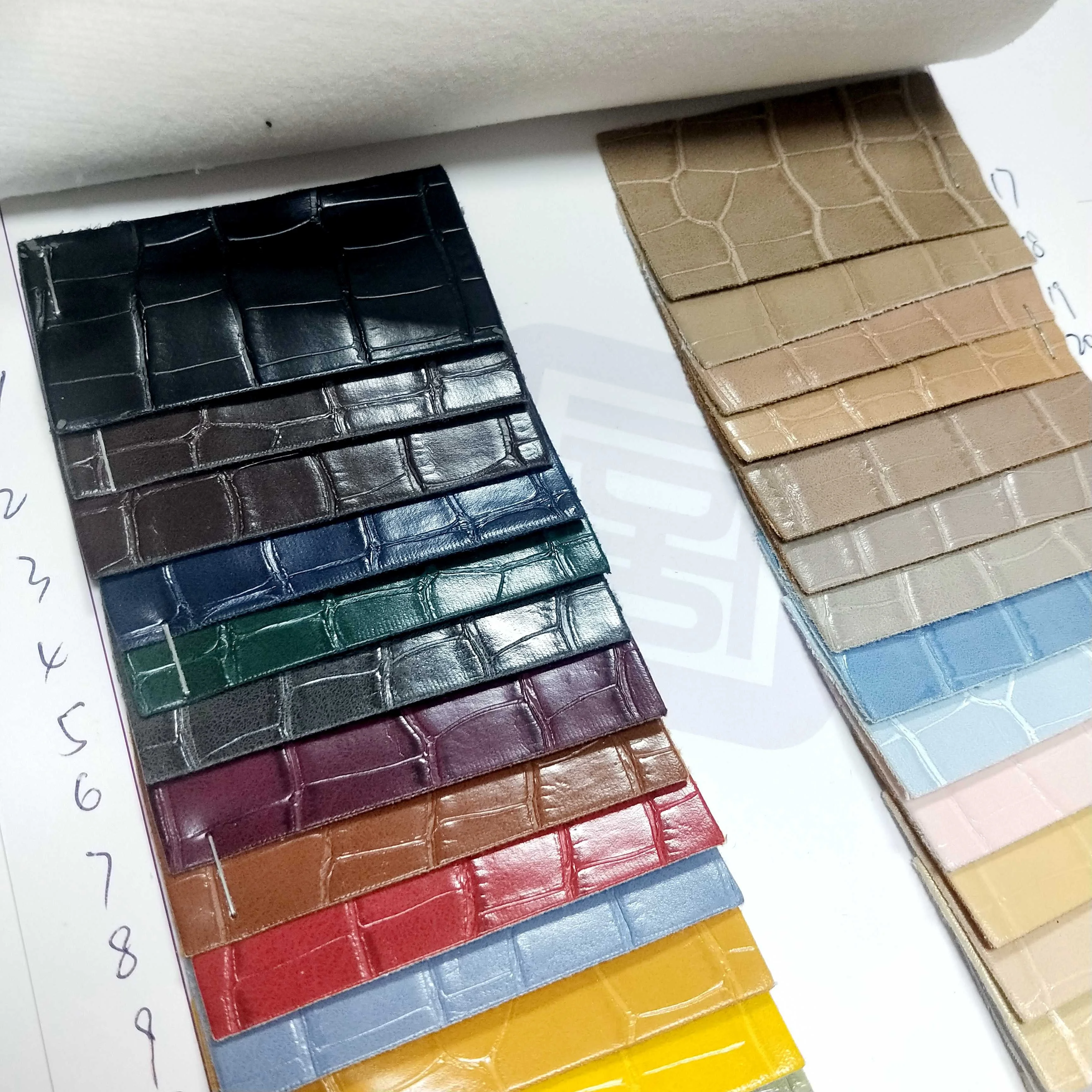 Crocodile pattern lattice line artificial leather PVC smooth artificial leather Fabric for bags and handbags