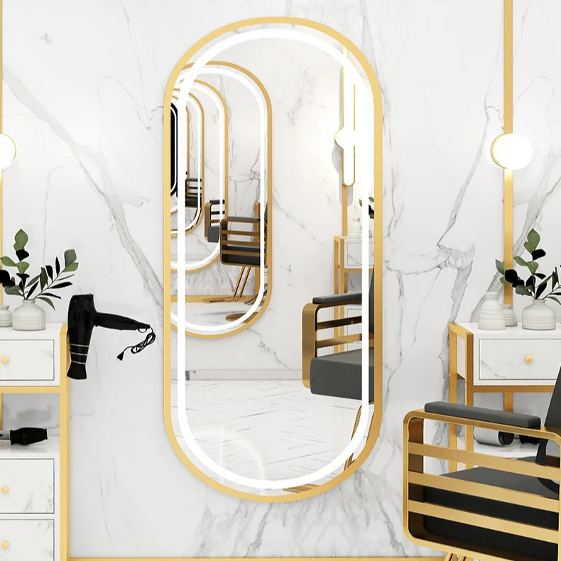 Роскошная HD серебро салонное зеркало, Золотое зеркало для макияжа, зеркало для салона красоты с светодио дный светильник