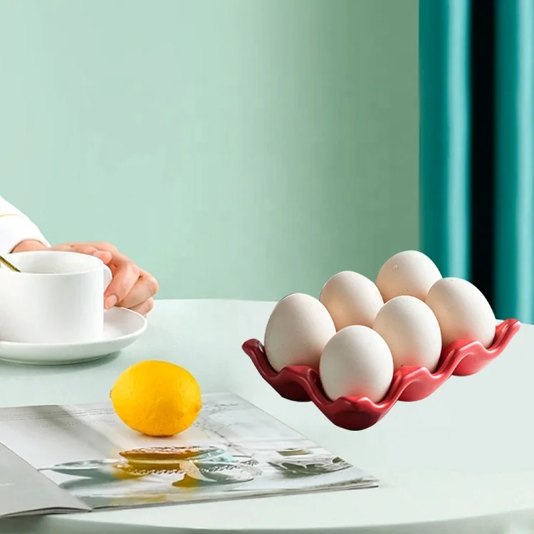 Creative kitchen egg grids egg tray home ceramic tableware egg holder rack