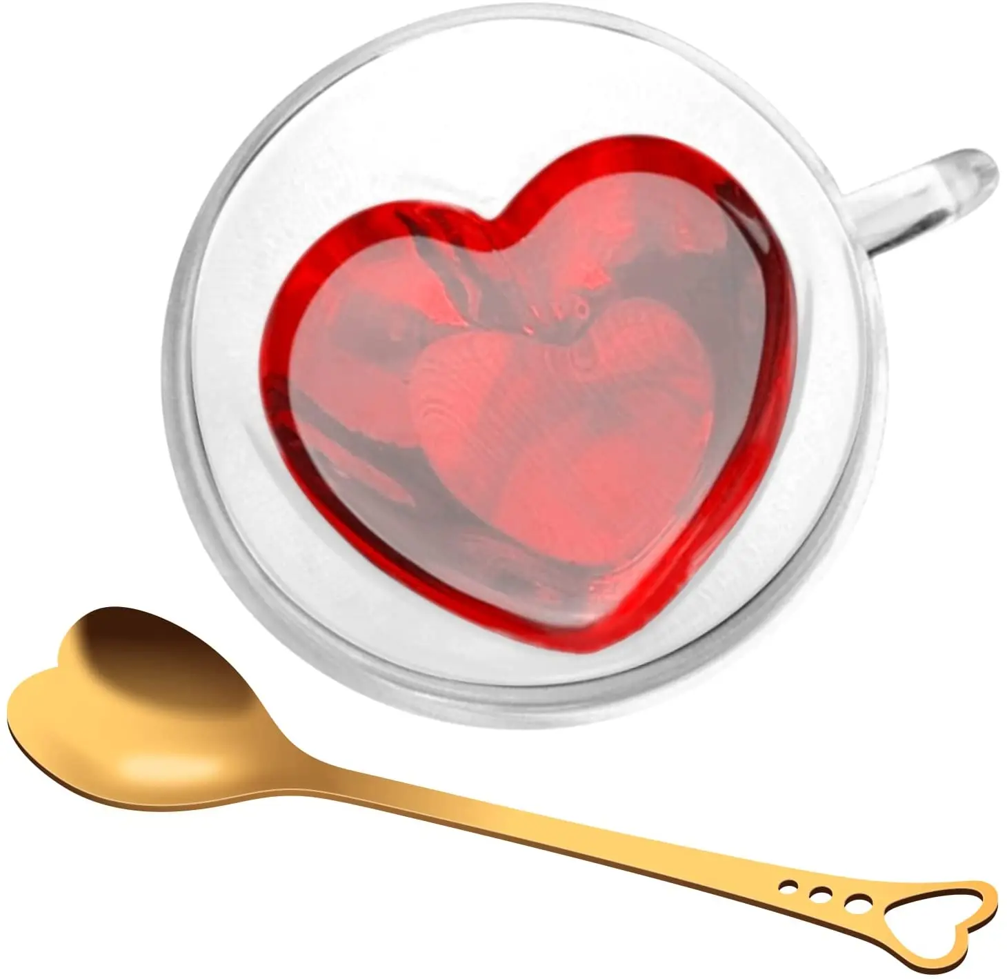 Creative 180 240ml Clear Glasses Coffee Mug Gift Tea Beer Transparent Love Cup Heart Shaped Double Wall Glass Mugs