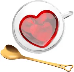 Creative 180 240ml Clear Glasses Coffee Mug Gift Tea Beer Transparent Love Cup Heart Shaped Double Wall Glass Mugs