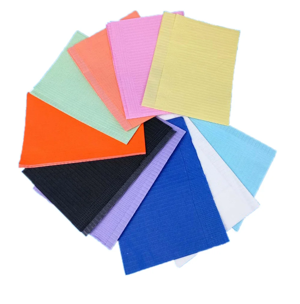 
Waterproof Colorful Disposable Consumable 3 ply Scarf Apron Dental Bibs for export 