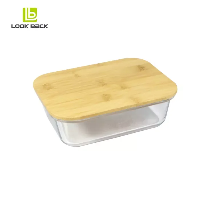 Customized personalized bread design office adult salad bowl glass lunch box with utensils