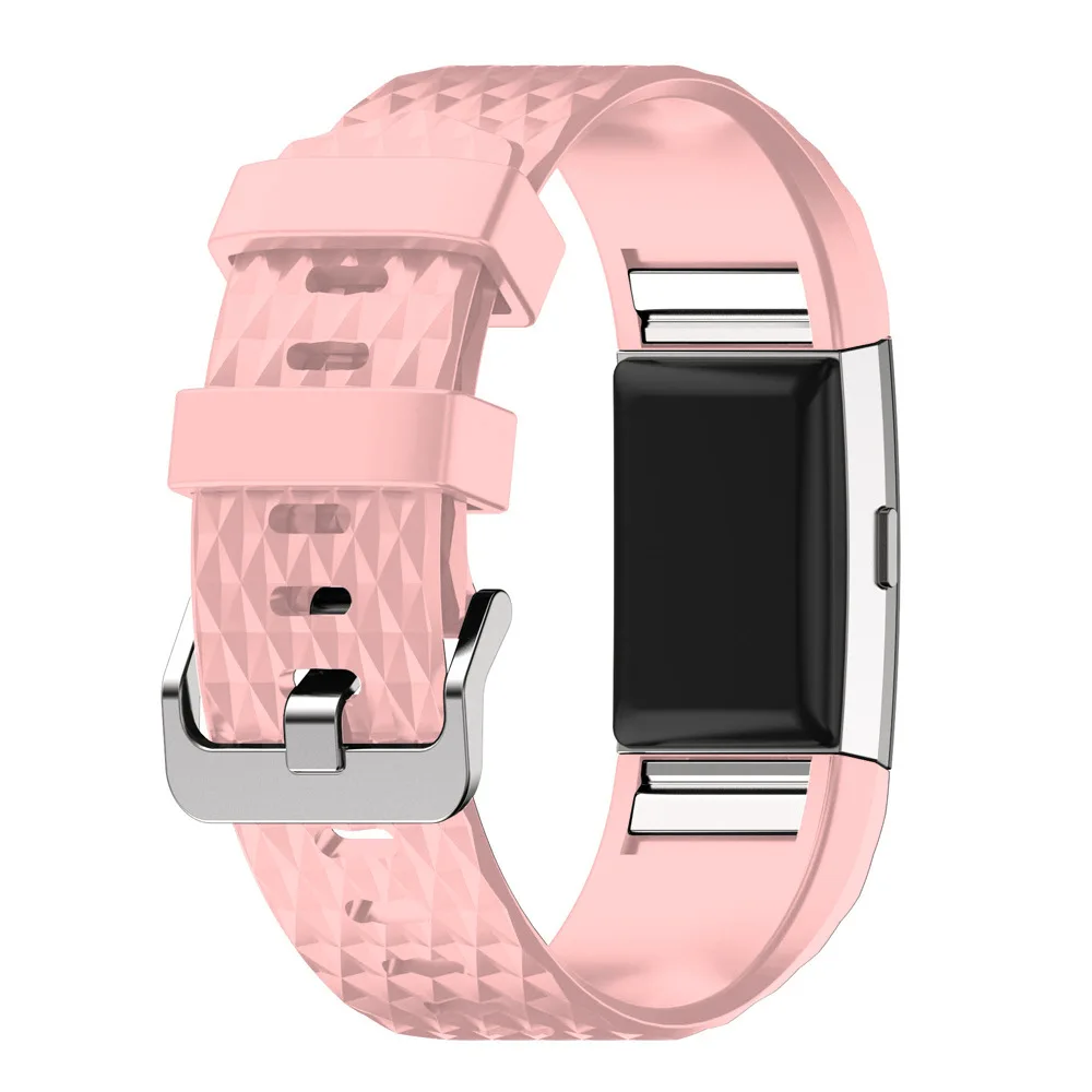 Qiman Diamond Pattern For Fitbit Charge 2 Band Soft Silicone Wrist Band Strap Smartwatch Bracelet For Fitbit Charge2 Small Large