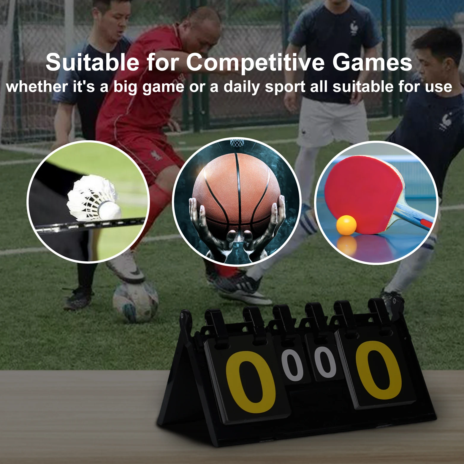 4-Digit Score Board Football Volleyball Table Tennis Scoreboard Flip Badminton Sports Competition Scoring Board
