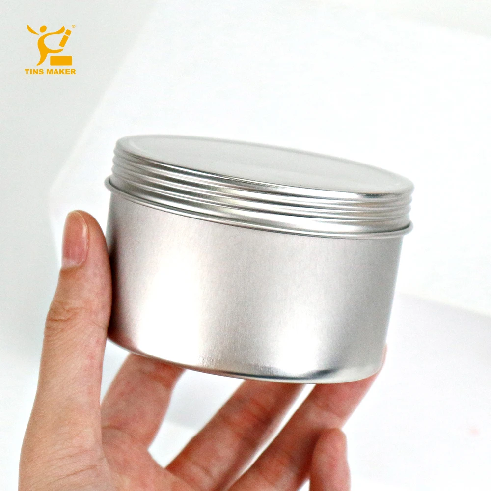 Customized Silver Empty Round Gift Metal Tin Box 8 oz Tin Candle Container Jar Box Tin Can for Candle Candy Wax Tea Gift