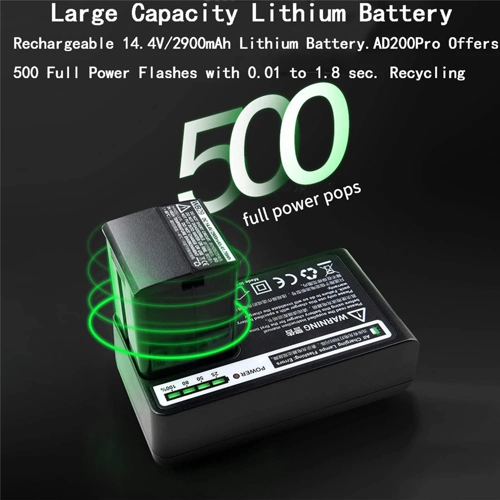 GODOX AD200Pro 200Ws 2 4G 1/8000 HSS 500 полная мощность камеры стробоскоп вспышка с батареей