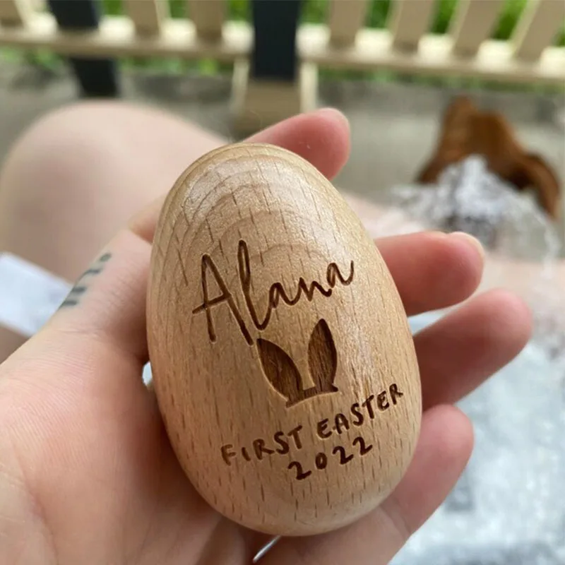 DIY Easter Egg Painting Baby Musical Instrument Egg Shakers Easter Wooden Gift Decoration Easter Basket Stuffer Kids Graffiti