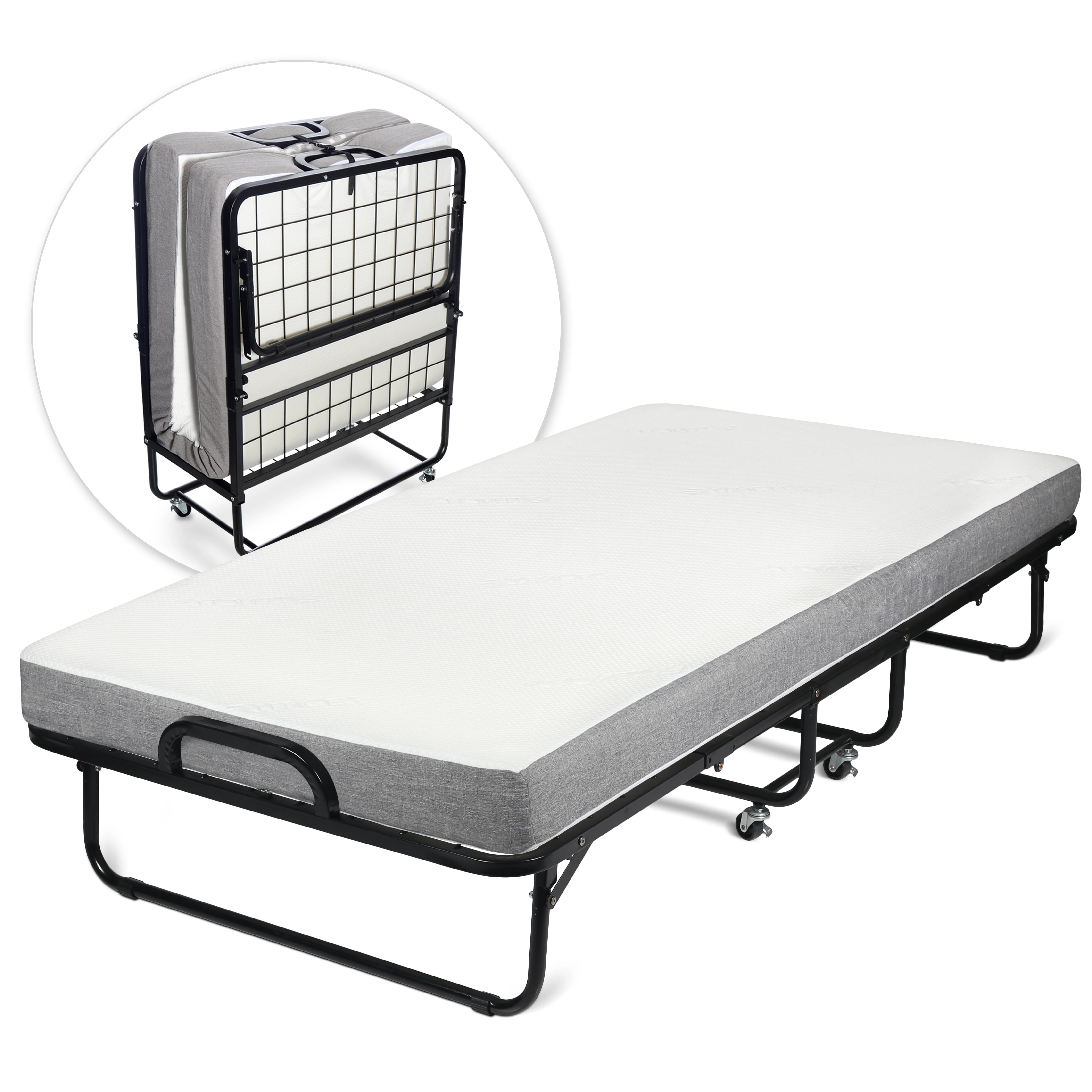 Modern Durable Folding Bed with Foam Mattress and Wire Lattice Frame Cheap Trundel Bed