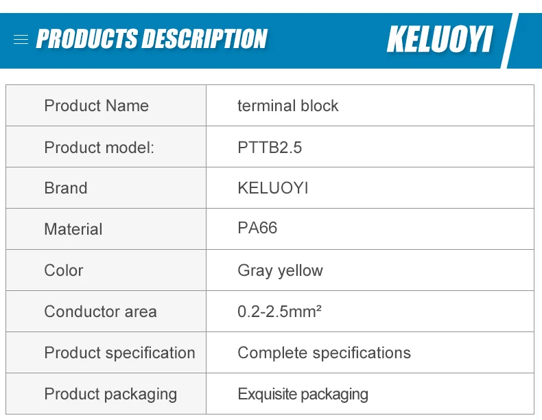 Cloy High quality terminal block connector PTTB2.5-PE din rail terminal block  self-produced terminal blocks