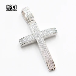 Hot Sale Cross Pendant Width 925 Sterling Silver with ice out Moissanite Pendant Hip Hop Cross Pendant
