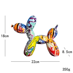 Nordic Colorful Graffiti Balloon Dog Resin Ornaments Resin Decoration Crafts Diy Figurine