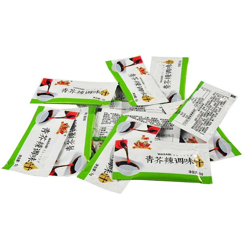 Green Japanese Pure Wasabi Paste Nutrition In Sachet 5G Bag Wasabi