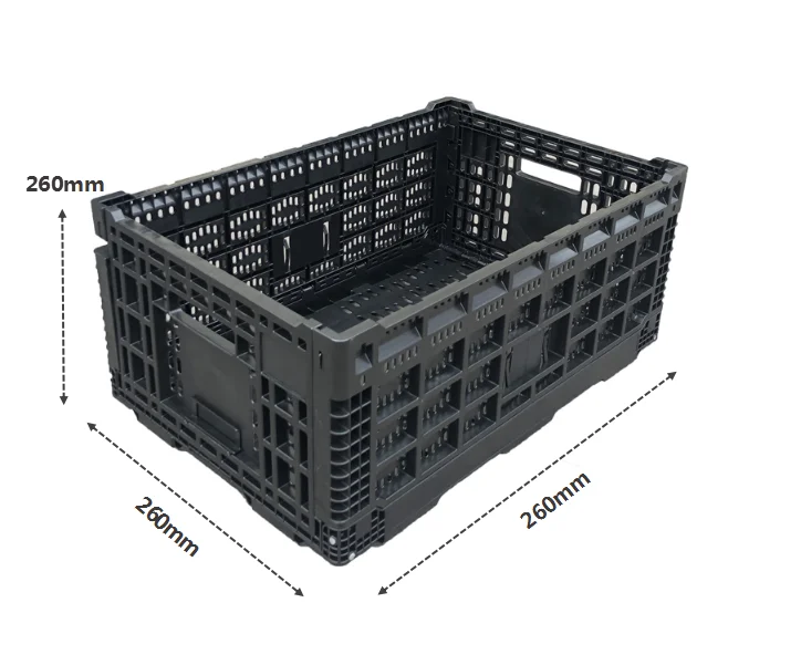 Lightweight, practical, stackable and foldable plastic folding crate for fruits and vegetables