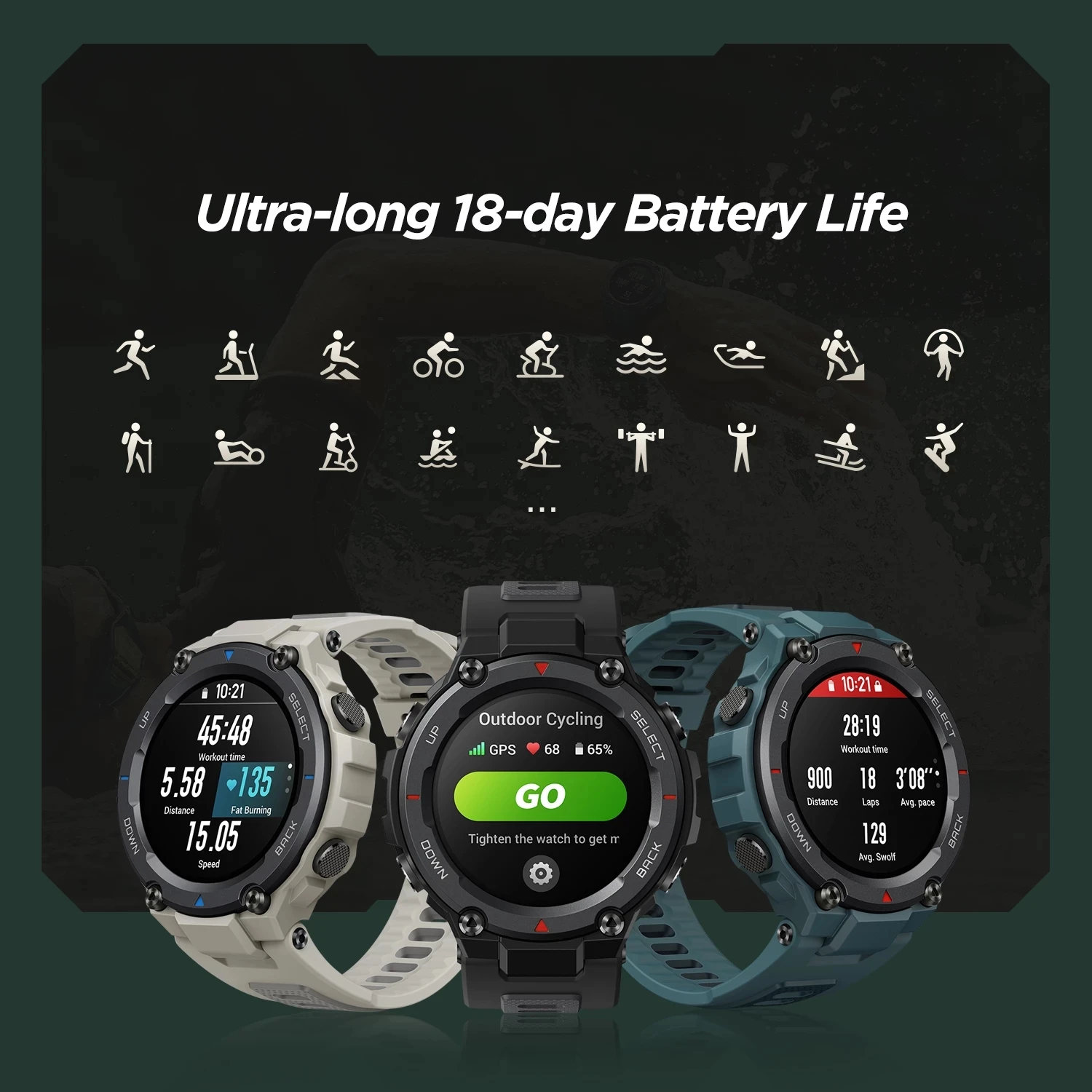 
New Original Amazfit Trex Pro Outdoor Smartwatch 100+ Sports 10 ATM 18-day Battery Life Swimming Smart Watch For iOS Phone 