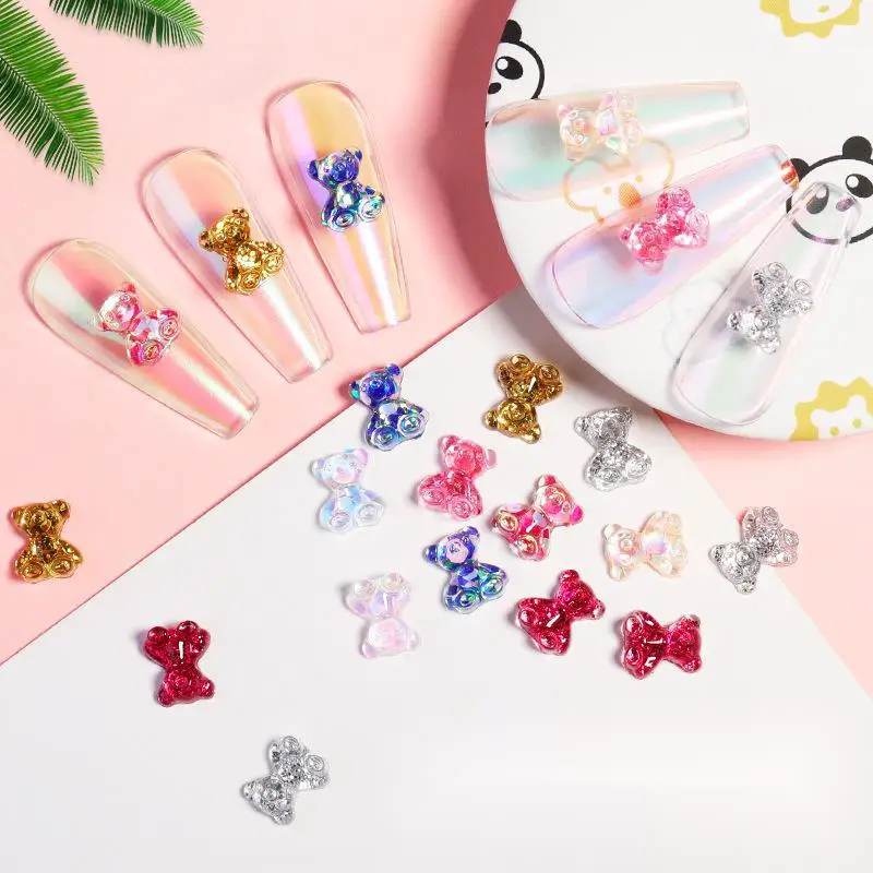 
Hot Selling 3D Color Bear Shape Nail crystal For Nail Art Acrylic Nail Rhinestone 
