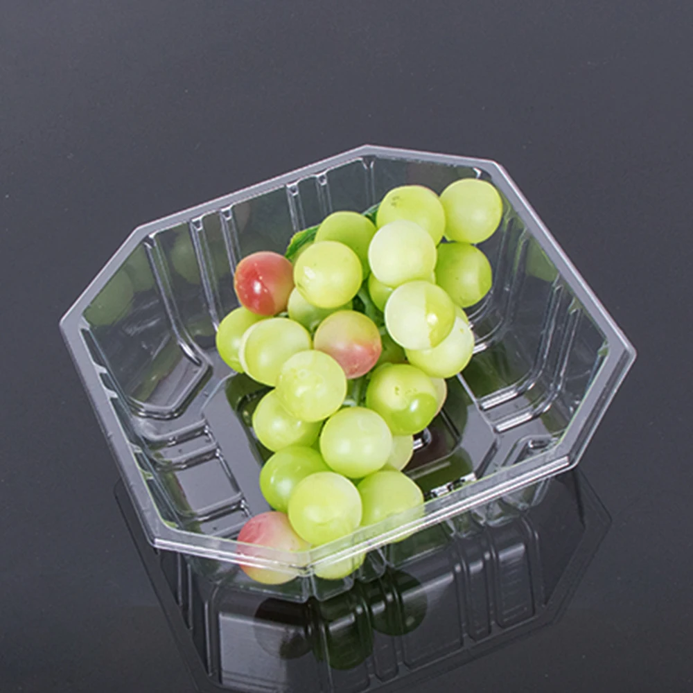hengmaster disposable pet plastic 2 compartment fruit and salad packaging tray with lid
