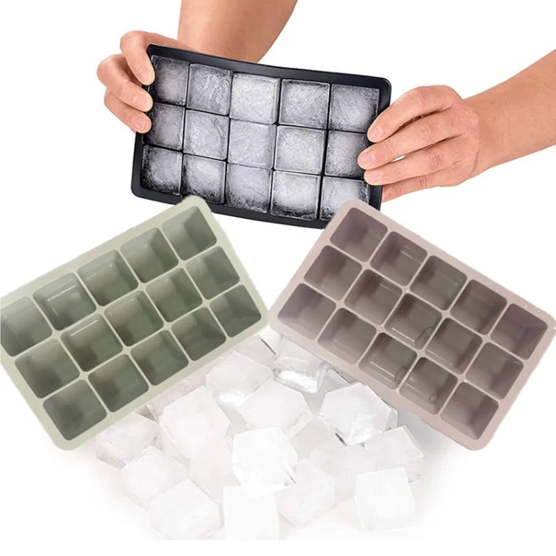 Home Use Ice Cream 15 Cavity Square Ice Tray DIY Fruit Food Grade Silicone Ice Cube Tray