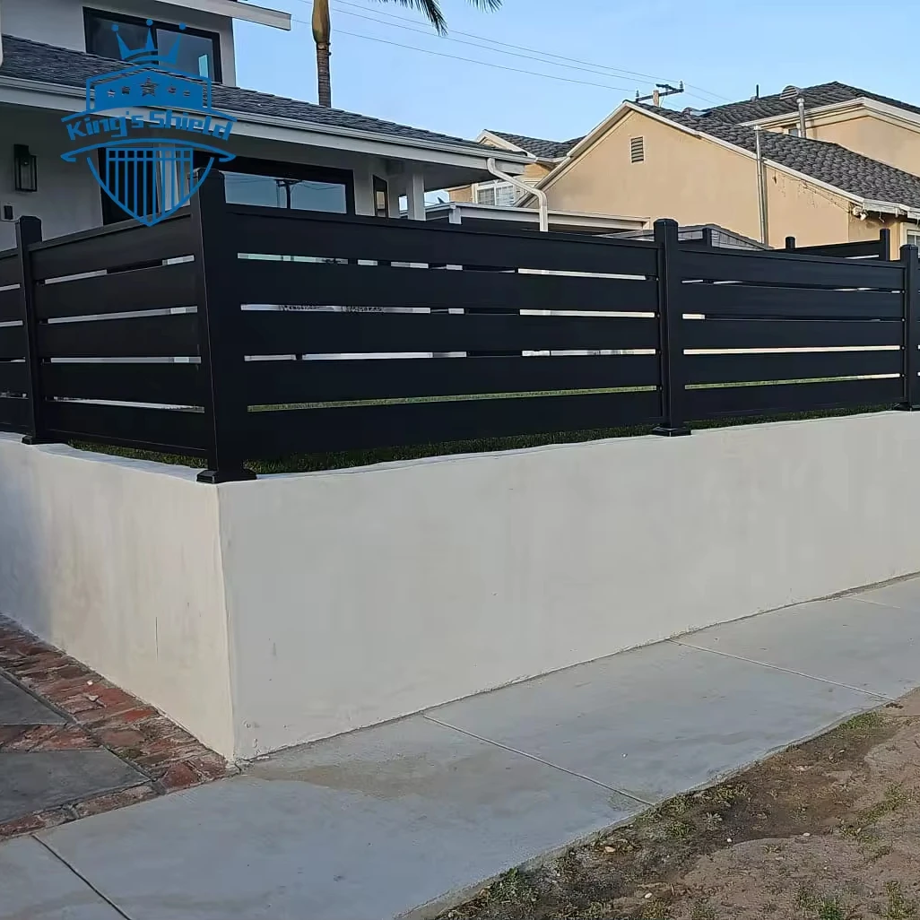 Easily assemble outdoor factory price black aluminum privacy slat fence semi privacy garden fence