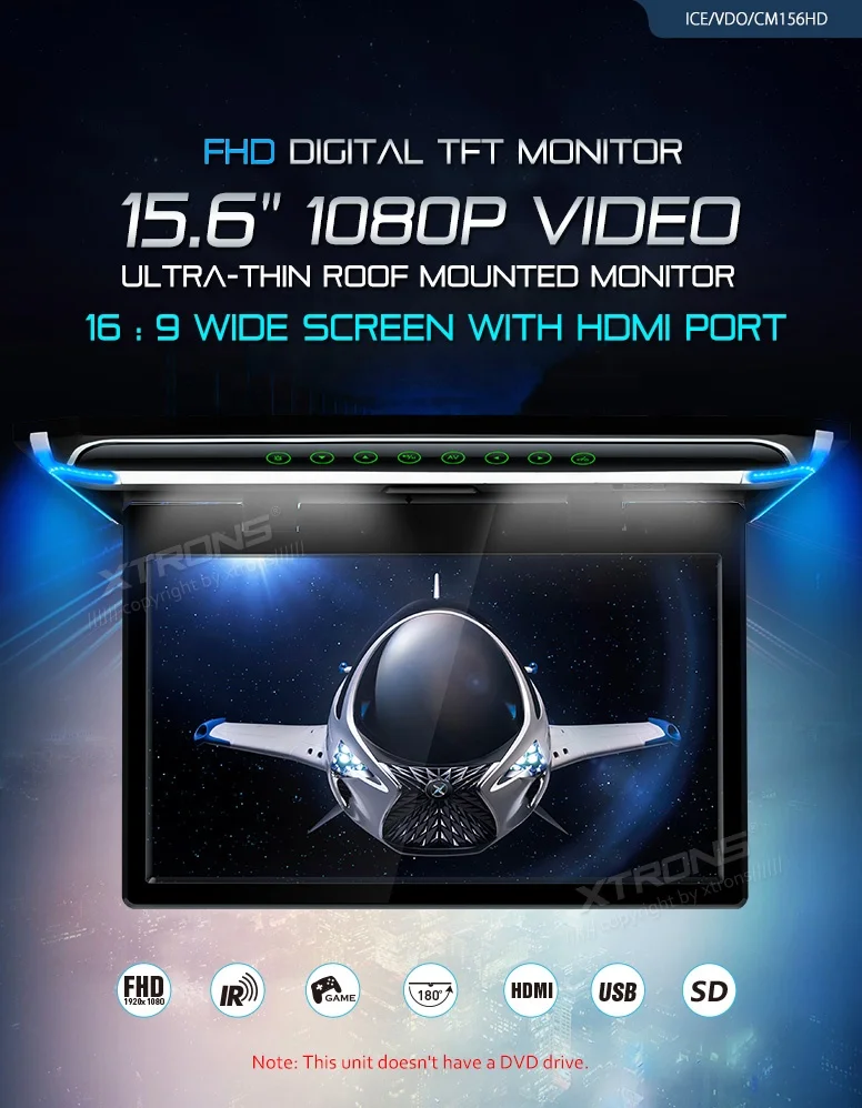 XTRONS 10.2/11.6/12.1/13.3/15.6/17.3/19.5 Inch Roof Mount Flip Down Car Monitor MP5 player AV Input TV Car Roof Monitor