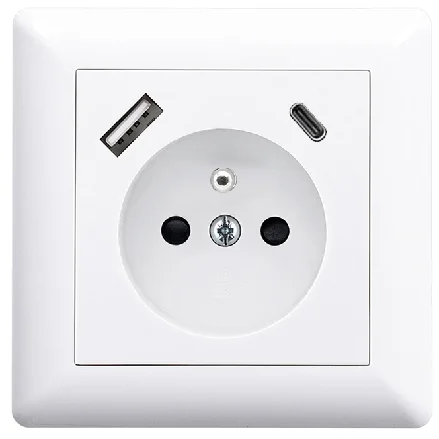 250V 16A CE RoHS REACH TUV approved EU Power Wall Socket schuko AC outlet with usb ports type c PD fast charger
