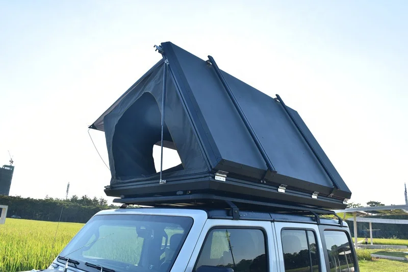 Luxury Aluminum Side Open Roof Top Tent Single Layer 4m Cotton Hard Shell SBS Zipper Pop Design 2-Person Outdoor Camping