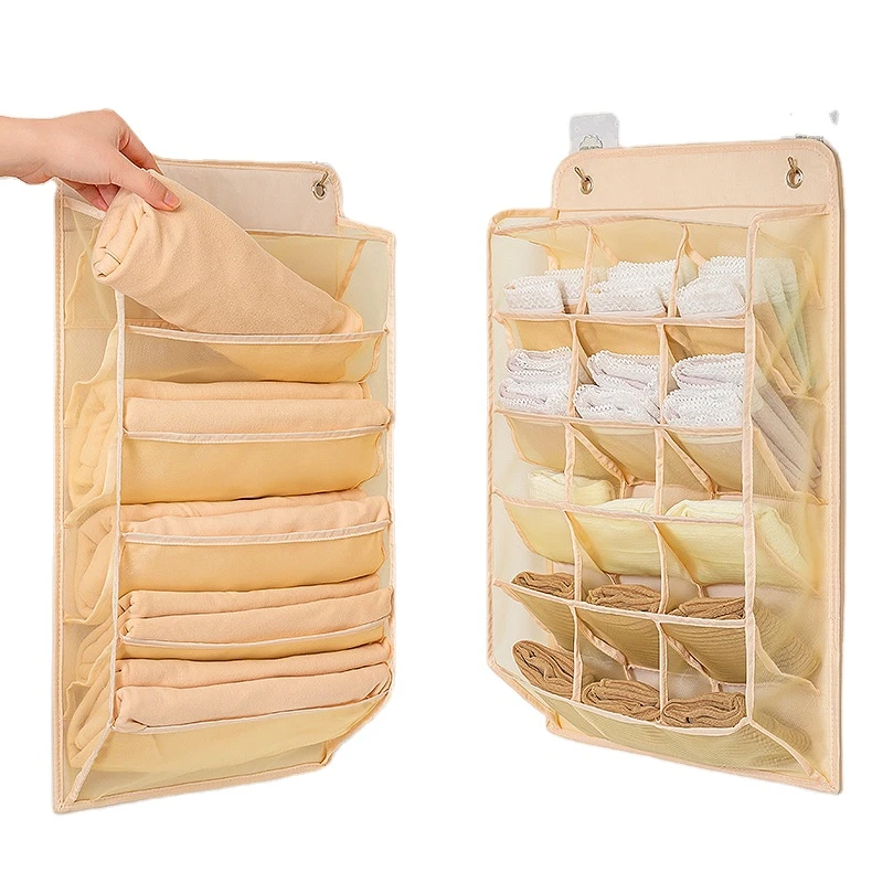 Hanging Clothes Organizers Double Side Underwear Storage Wardrobe Wall Mounted Socks Storage Organizer Shelves Bra Organizer