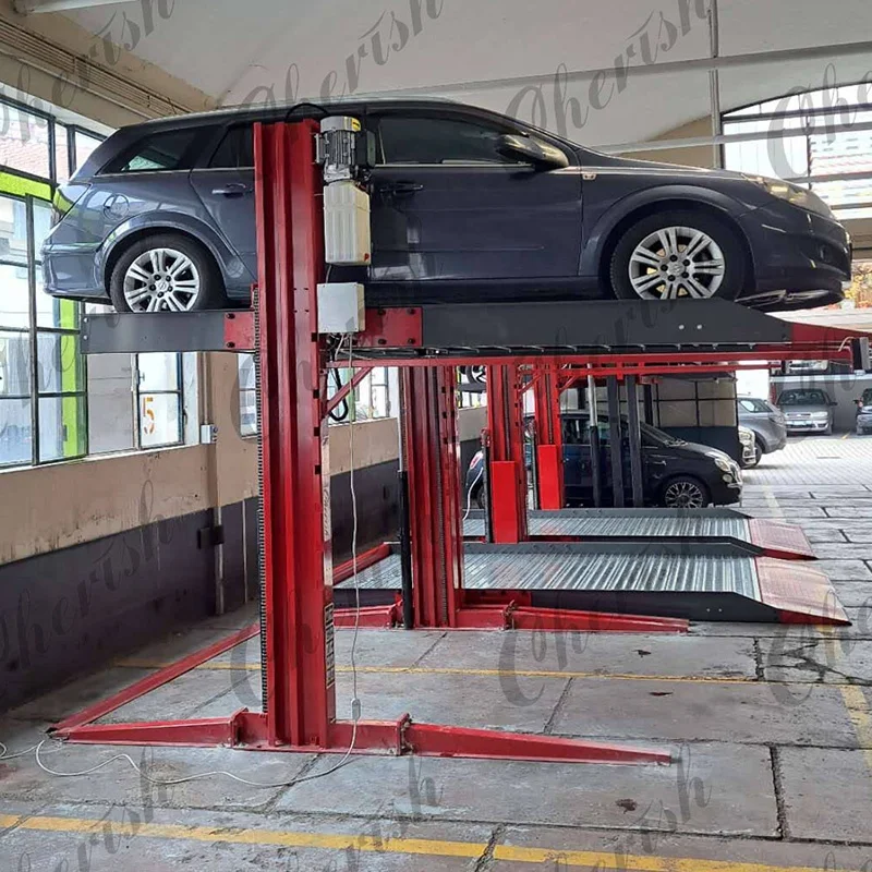2 post hydraulic parking system double stacker vertical car parking lift
