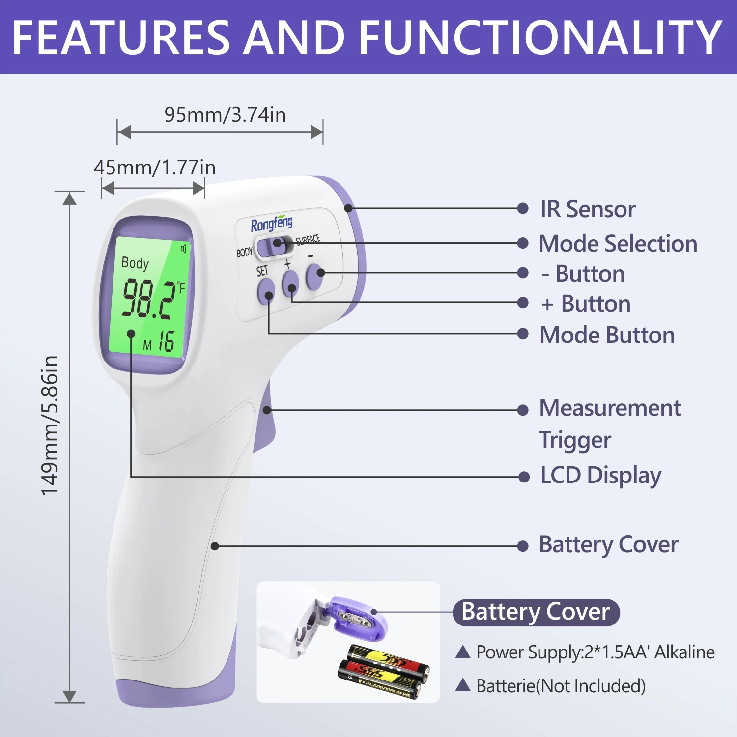 Factory forehead thermometer infrared thermometer wholesale Temperature Accurate Medical Fever Body Non-Contact Thermometer