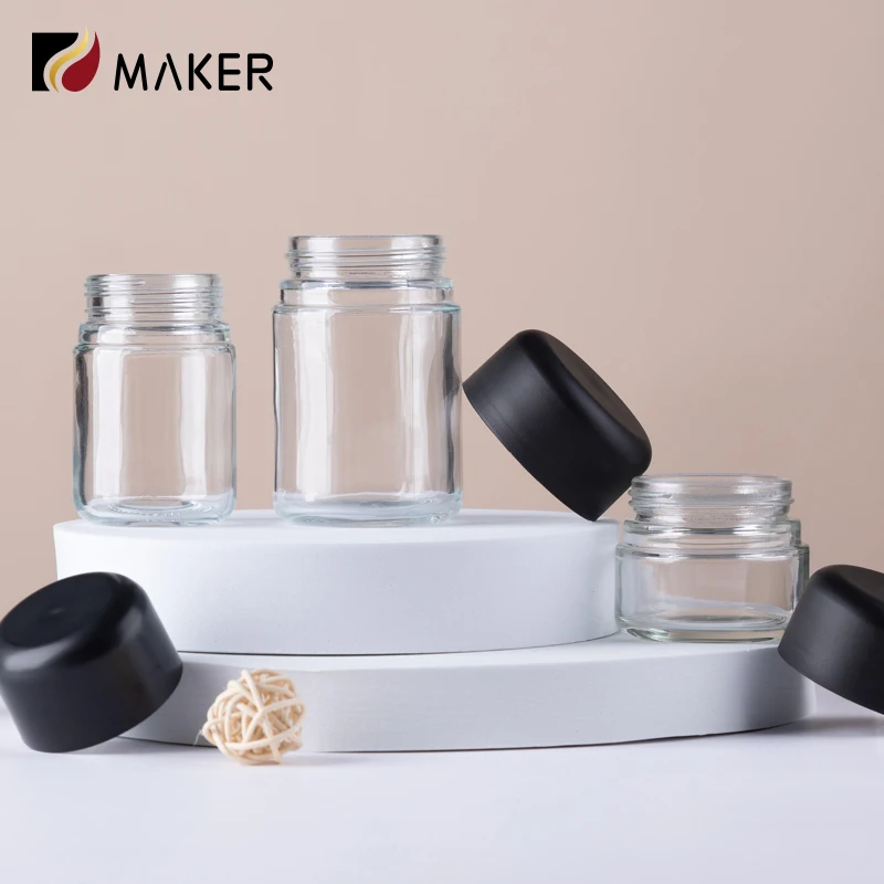 Brand New High Quality Custom Food Grade Base Plastic Cap Cream Jar Child Resistant Glass Rosin Jar For Jeeter With Lids