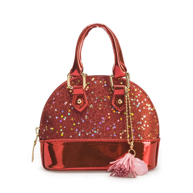 Y2K Tops Matching Glitter Shell Handbag Purse Princess Small Crossbody Dome Fashion Purse for Little Girls Women