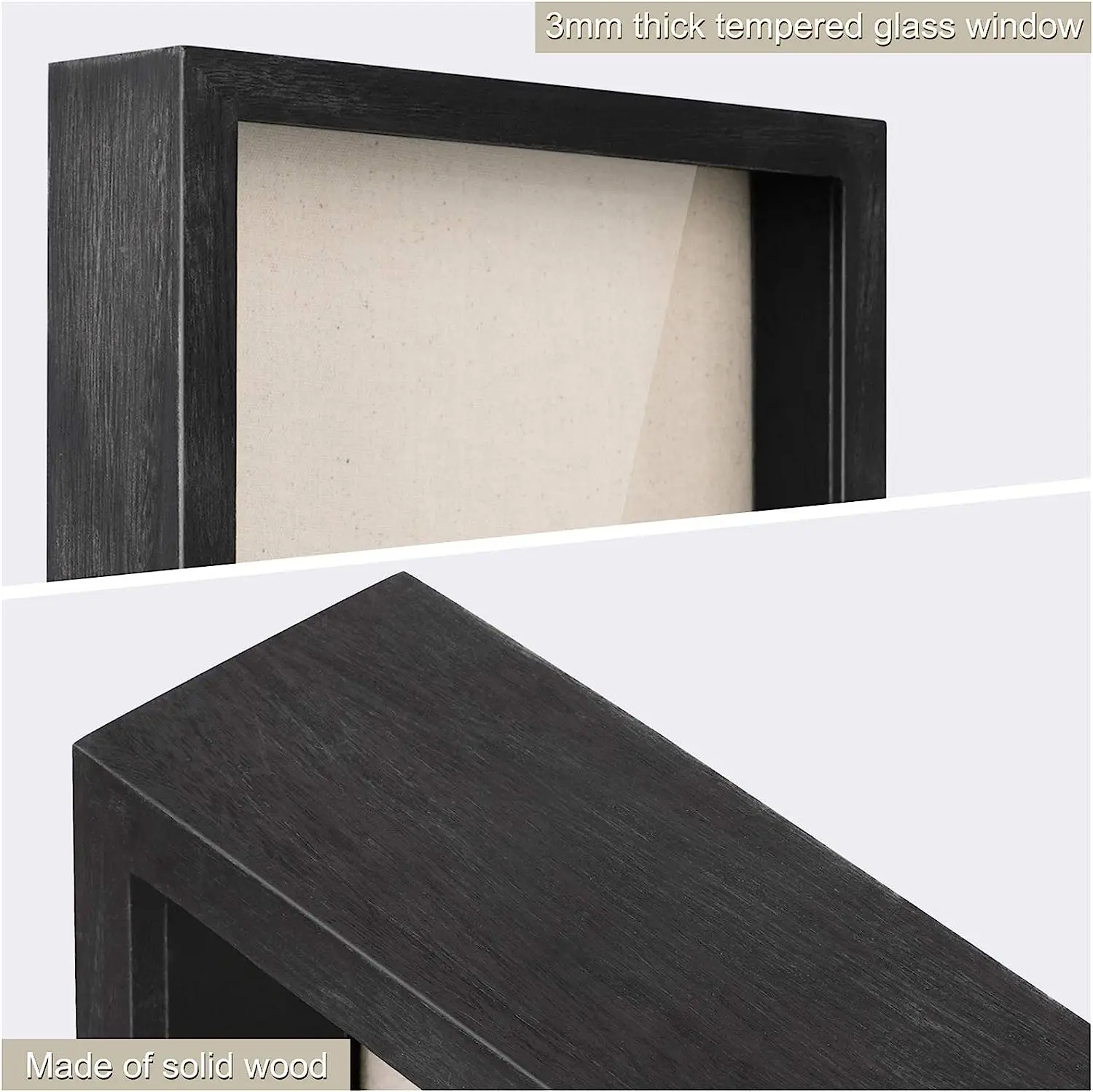 Wholesale Black Wood 3D Deep Picture Shadow Box 5X7 Dry Flower Wooden Box Frame
