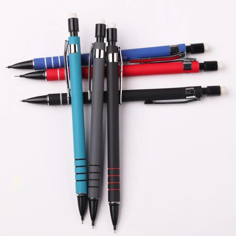 Hot selling metal clip soft barrel custom logo 0.5mm pencil mechanical pencil