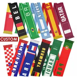 Custom logo Scarves 100% Polyester/Knitted Polyester/Satin/Fleece Embroidery Football Scarf for cup 2011